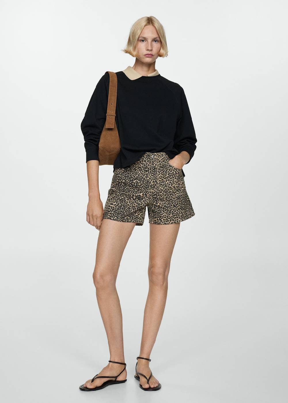 Mango Gerade Shorts mit Leopardenmuster Neuheiten