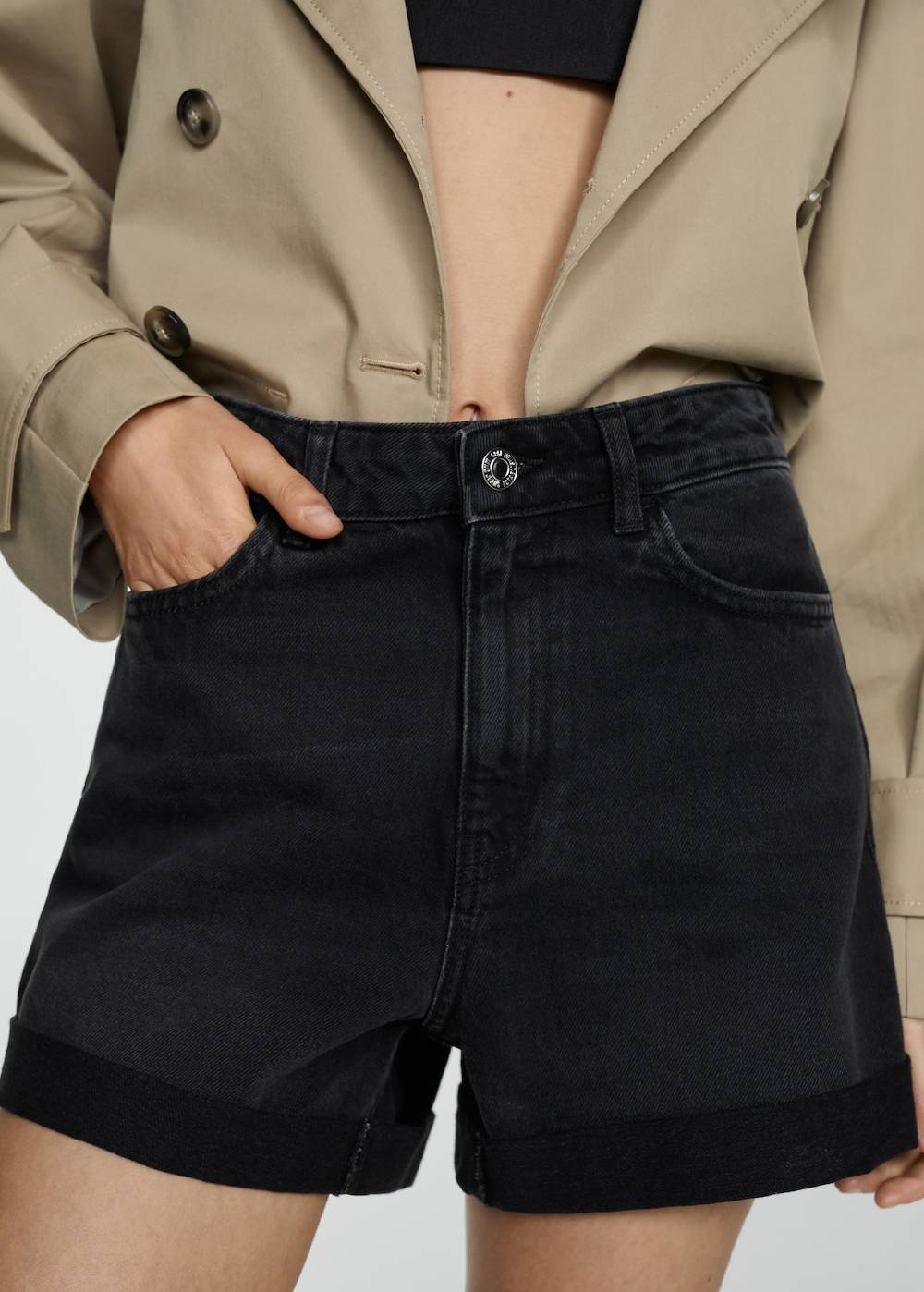 Mango Mom Fit-Jeans-Shorts Black Friday Preise