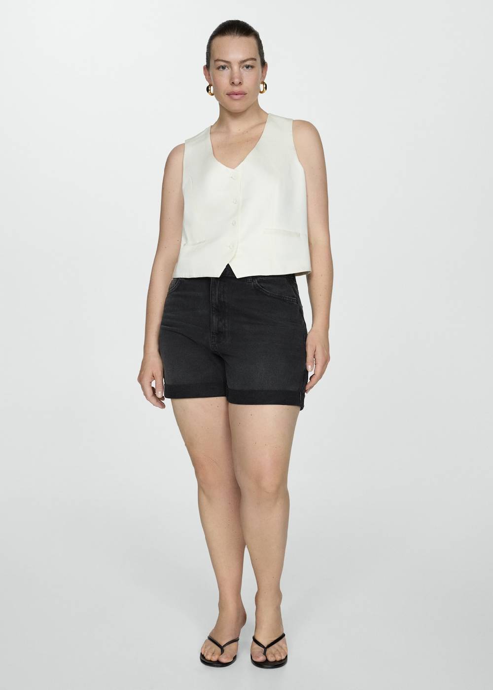Mango Mom Fit-Jeans-Shorts Black Friday Preise