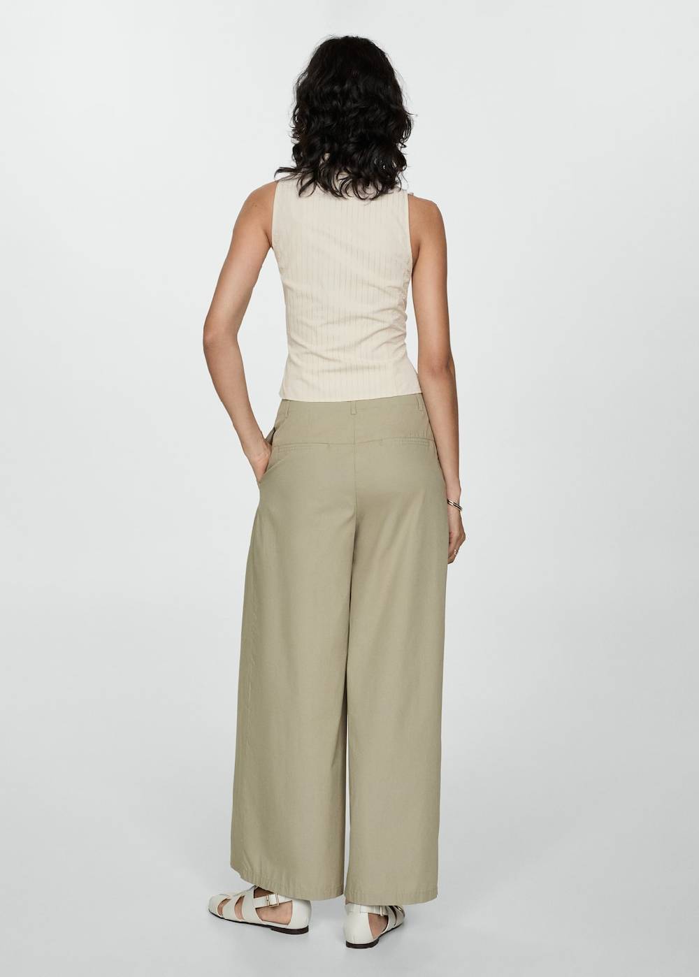 Mango Baumwollhose mit Bundfalten Auslauf