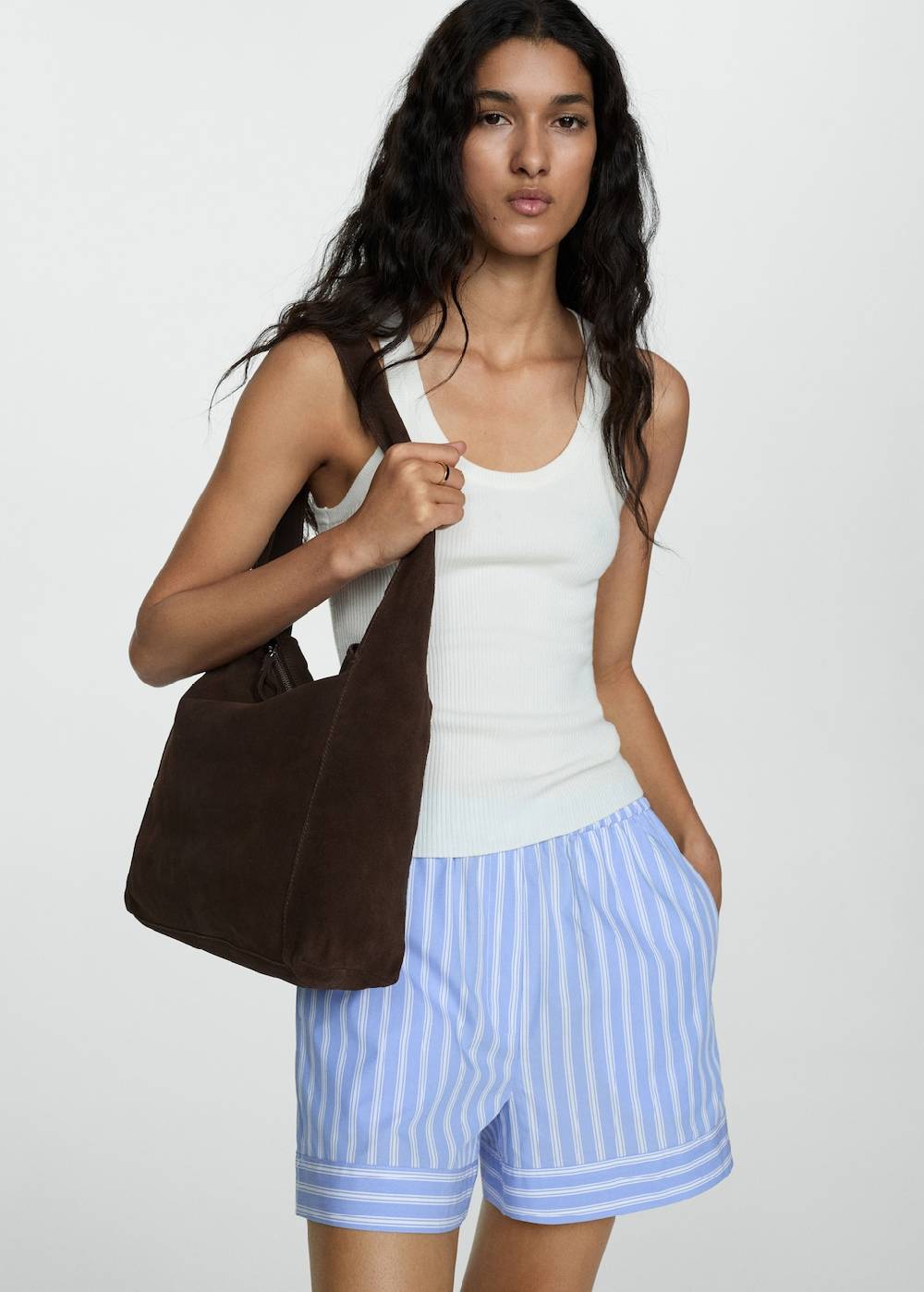 Mango Gerade Shorts mit Streifenmuster Fabrikpreis