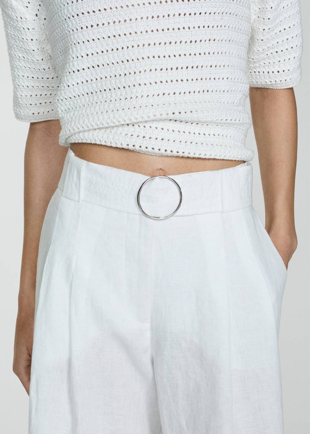 Mango Bermudashorts aus 100 % Leinen mit Gürtel Begrenztes Angebot