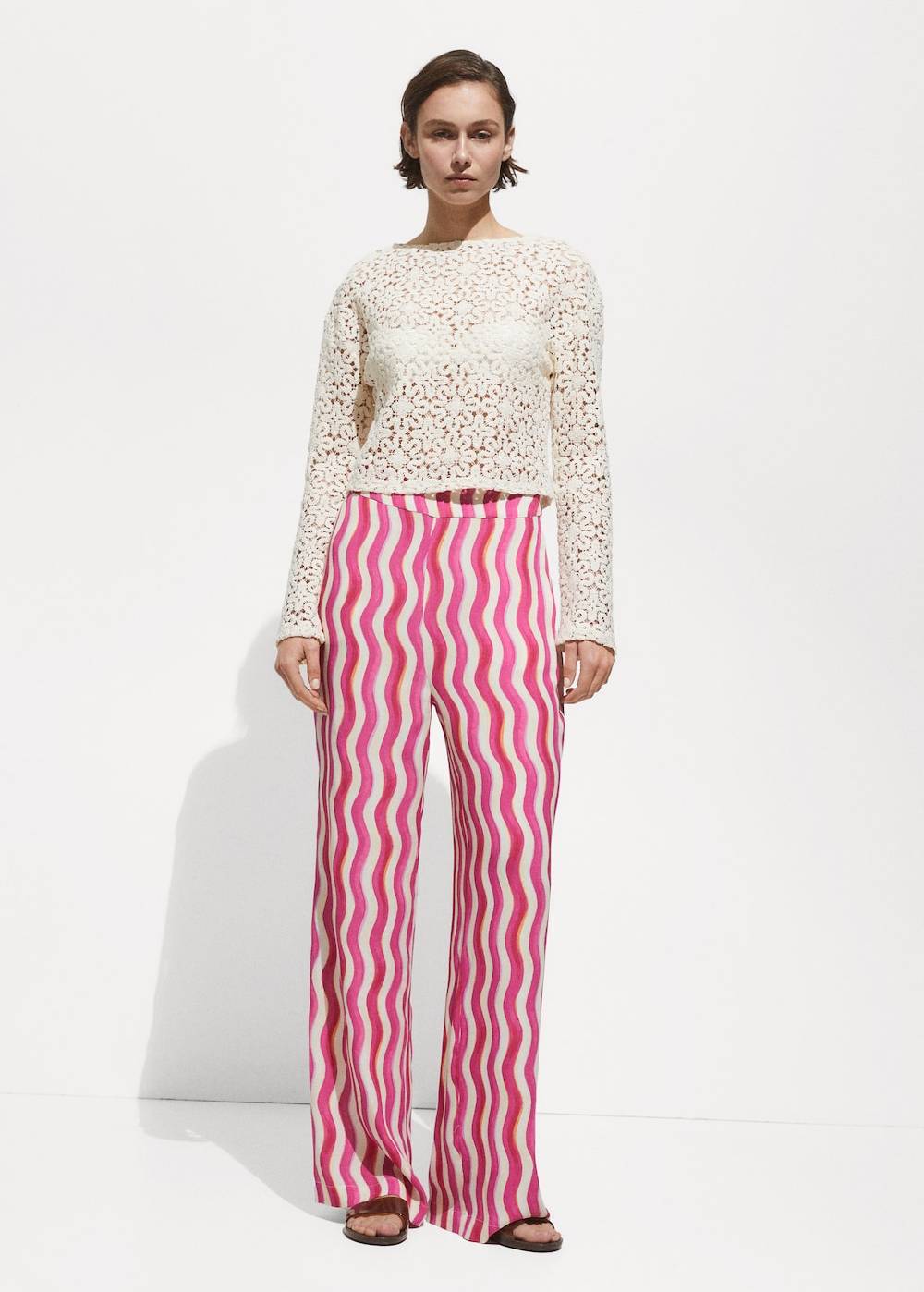 Mango Gemusterte Wideleg-Hose Black Friday