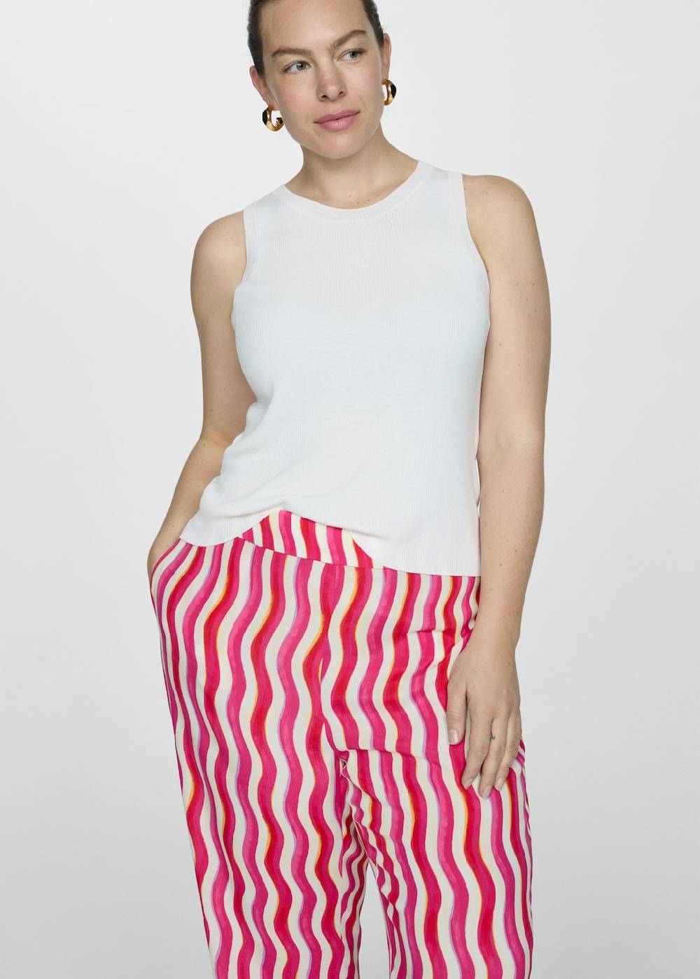 Mango Gemusterte Wideleg-Hose Black Friday
