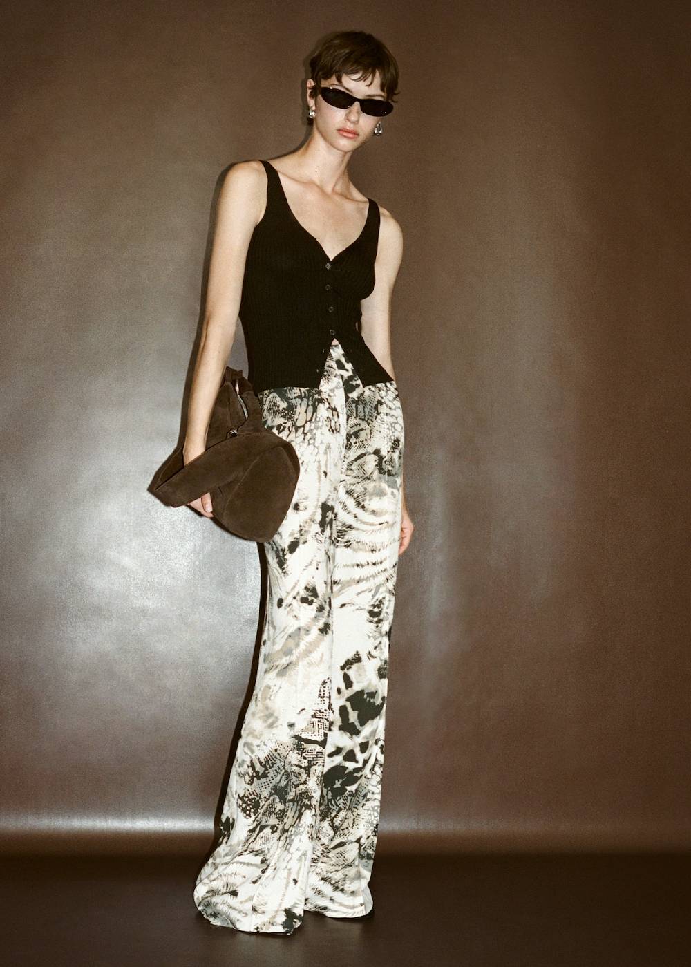 Mango Fließende Hose mit Animal-Print Lagerräumung