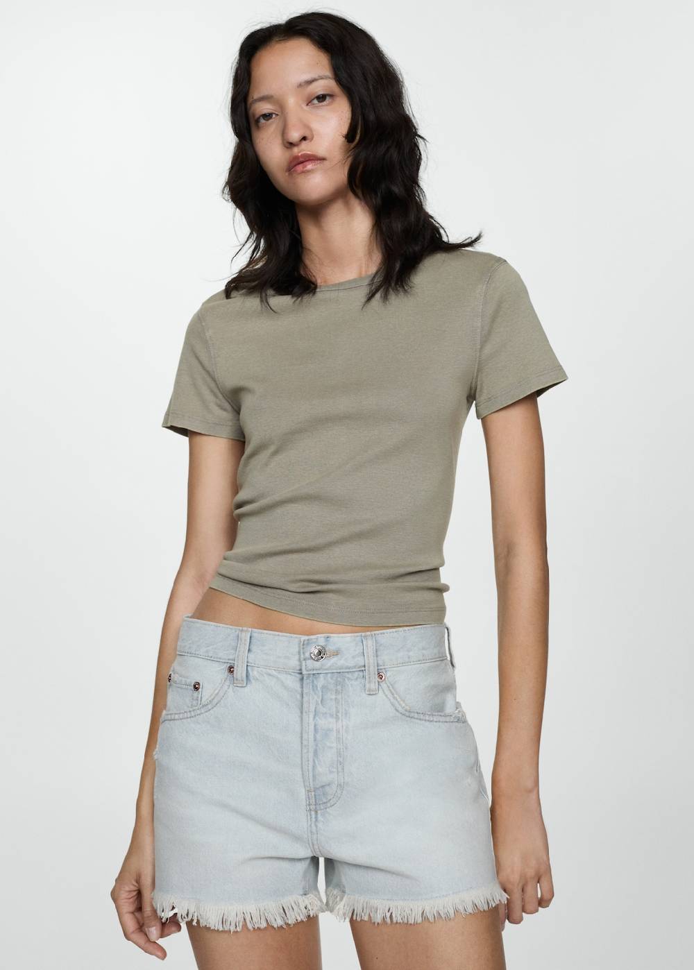 Mango Jeansshorts mit ausgefranstem Saum Exklusive Angebote