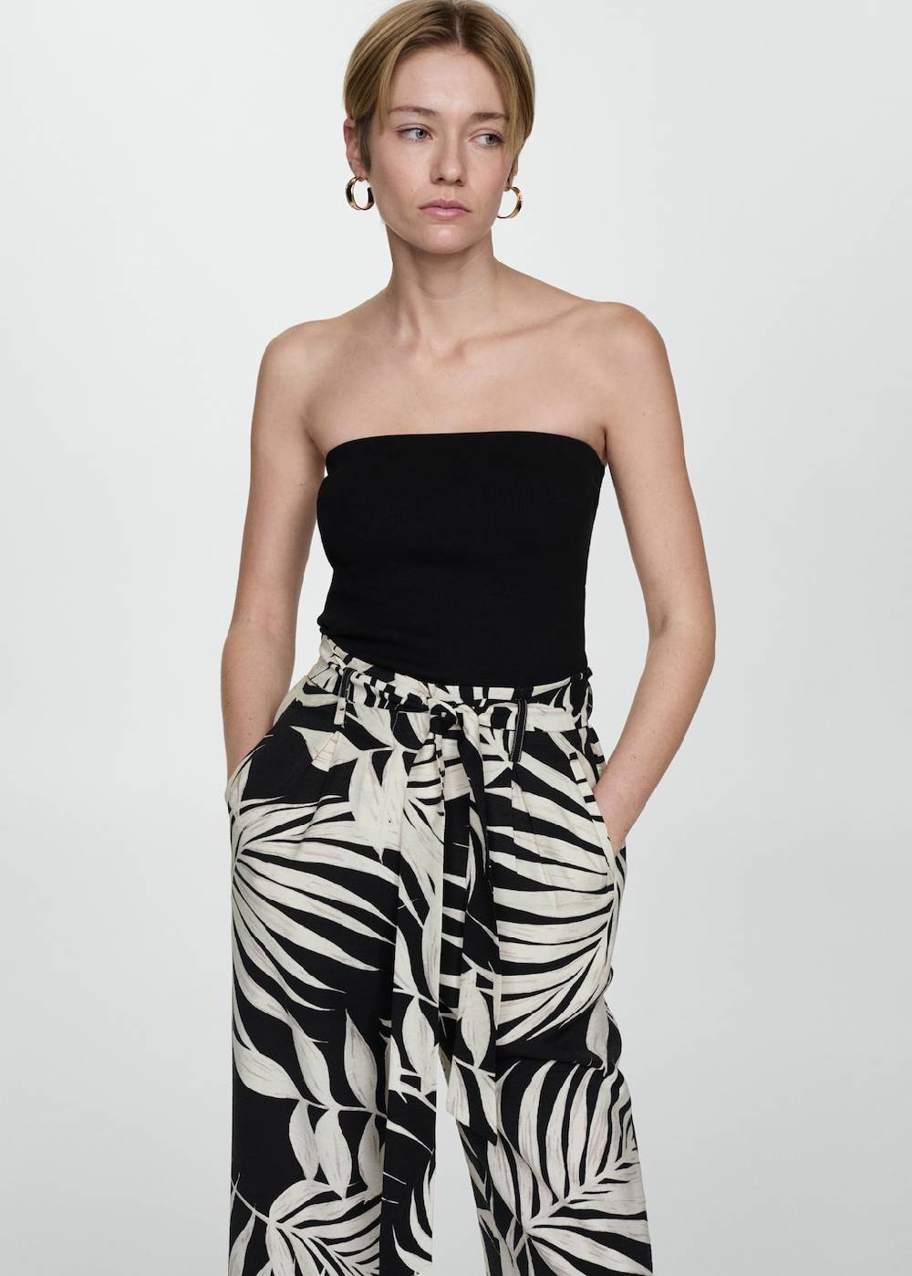 Mango Gemusterte Hose mit Schleife Letzter Tag