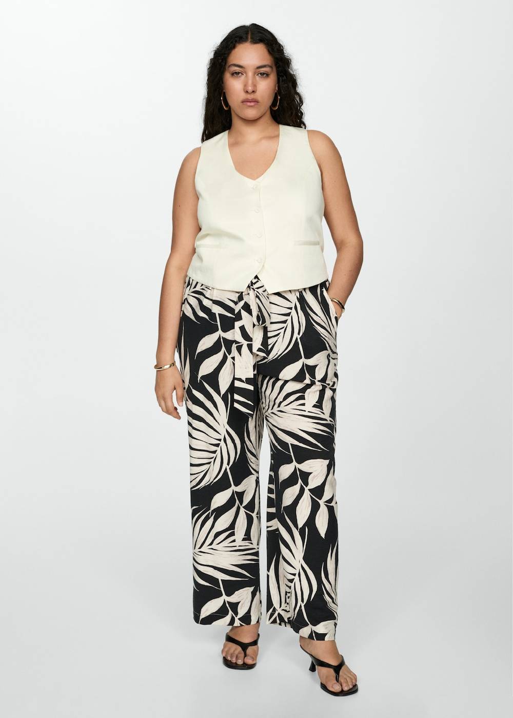 Mango Gemusterte Hose mit Schleife Letzter Tag