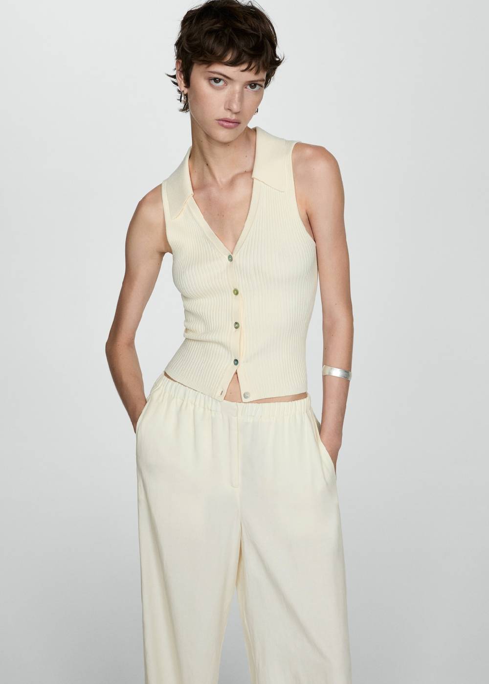 Mango Wideleg-Hose aus Lyocell Sonderangebot der Fabrik