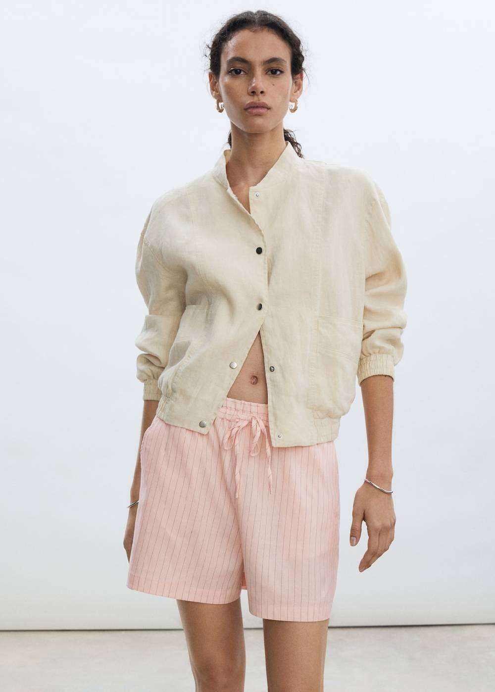 Mango Gestreifte Leinenshorts Bis zu 55% Rabatt