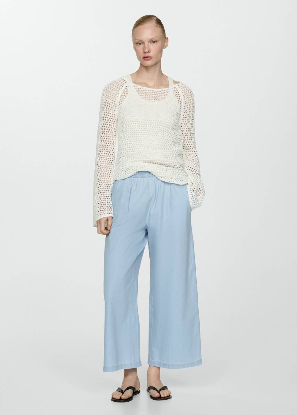 Mango Fließende Baumwollhose Discount Store für neue Produkte