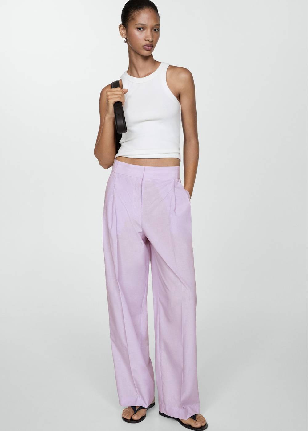 Mango Gestreifte Wideleg-Hose 50% Rabatt mit kostenlosem Versand
