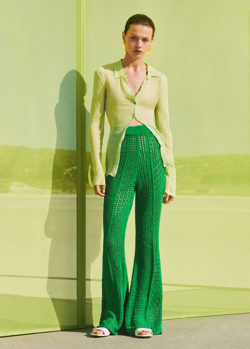 Mango Hose mit Lochmuster Fabrikladen