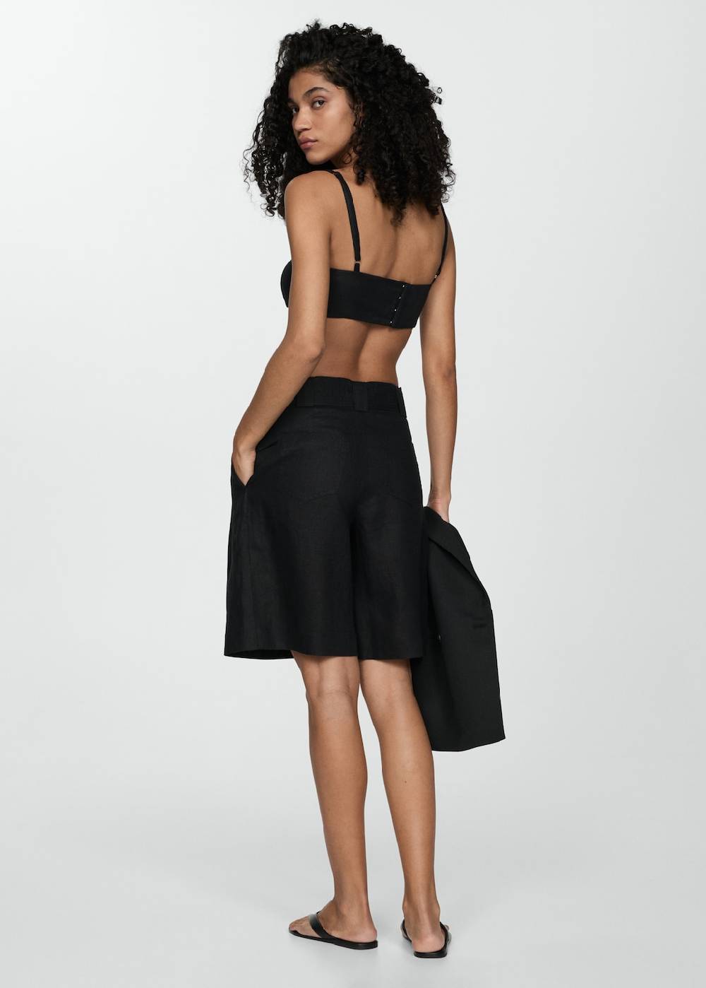 Mango Bermudashorts aus 100 % Leinen mit Gürtel Im Verkauf