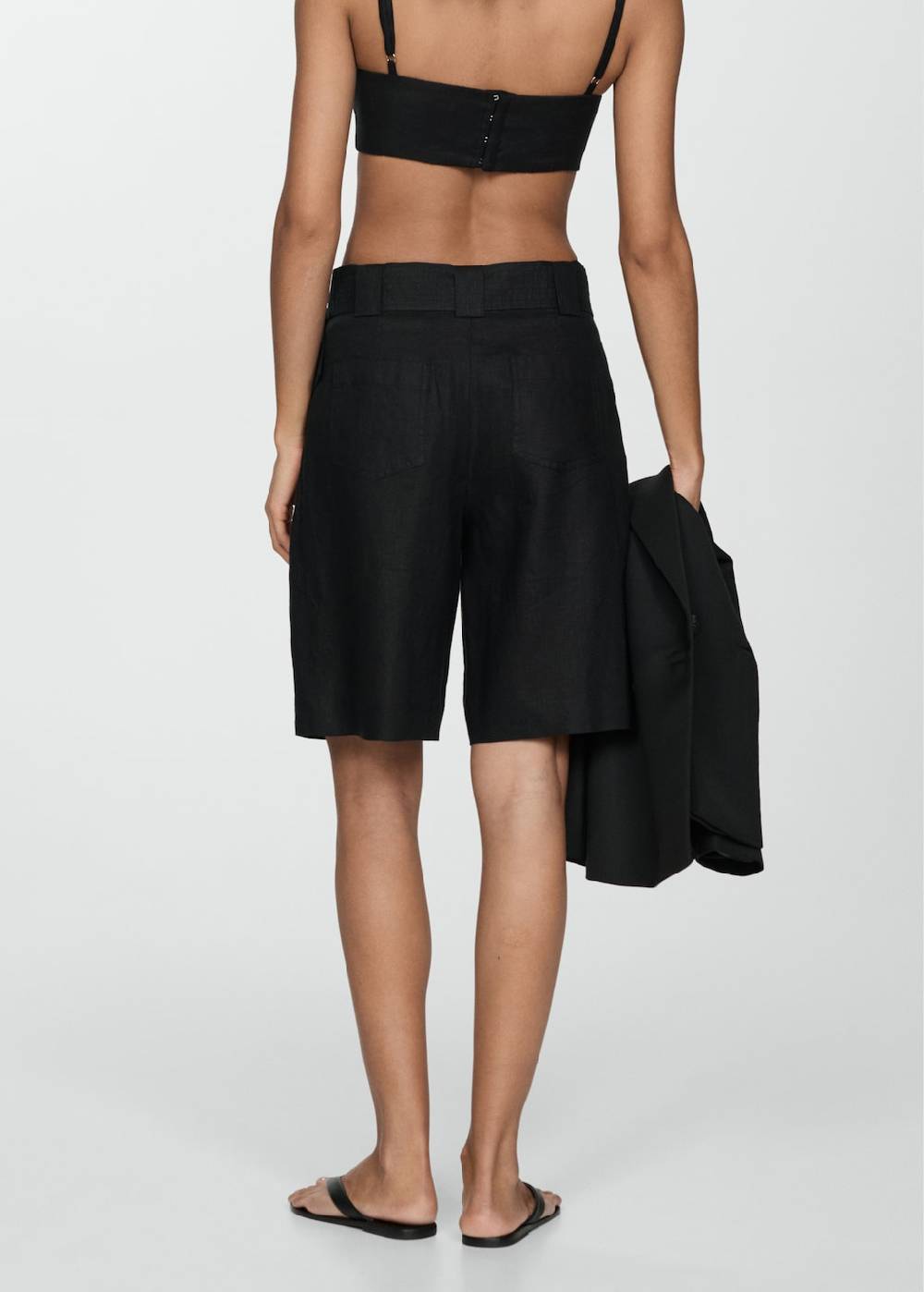 Mango Bermudashorts aus 100 % Leinen mit Gürtel Im Verkauf