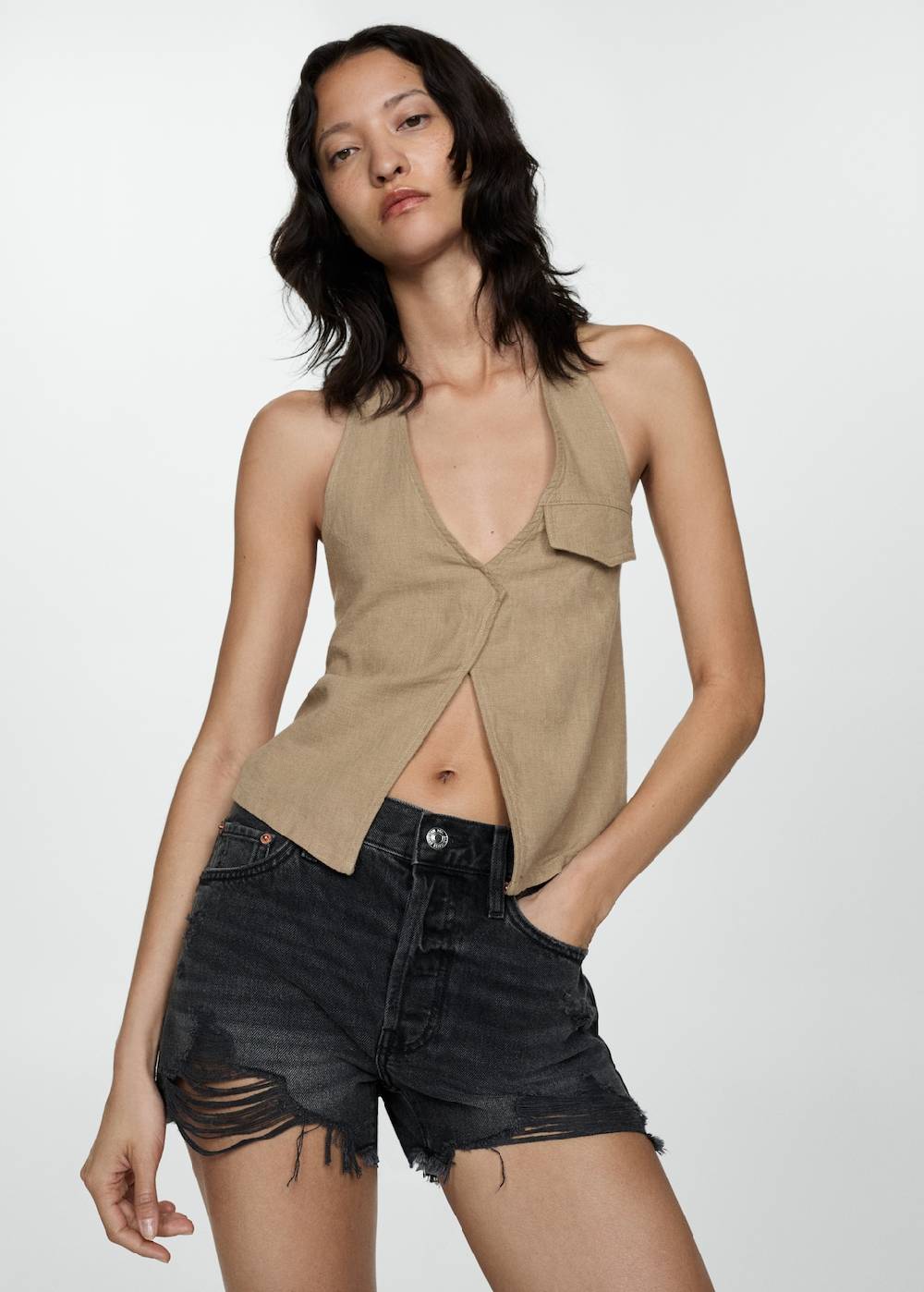 Mango Jeansshorts mit Zierrissen zollfrei