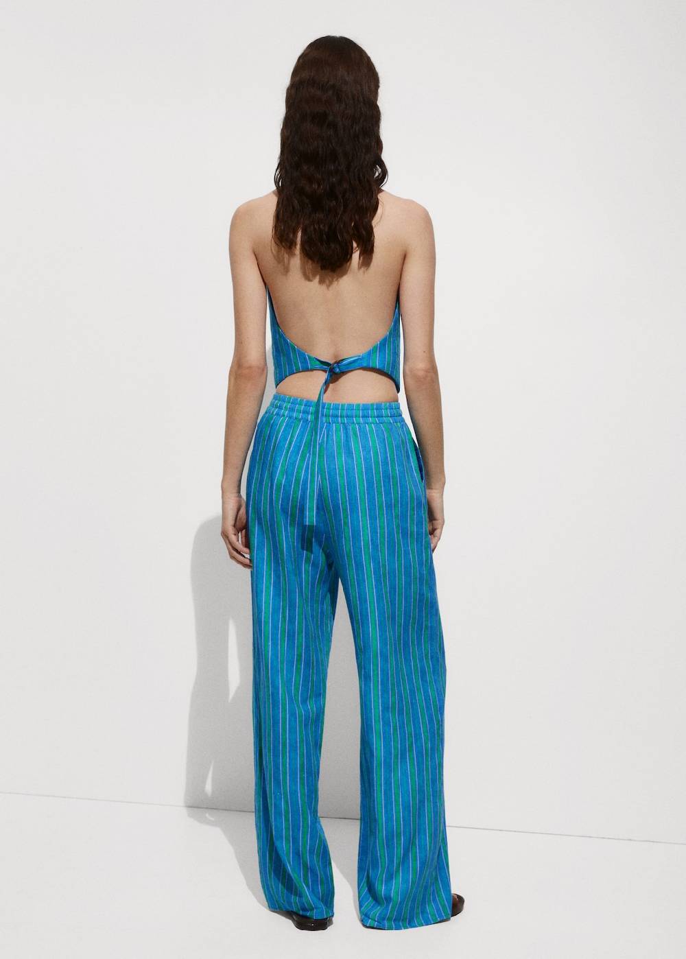 Mango Leinenhose mit Streifenmuster Verkauf