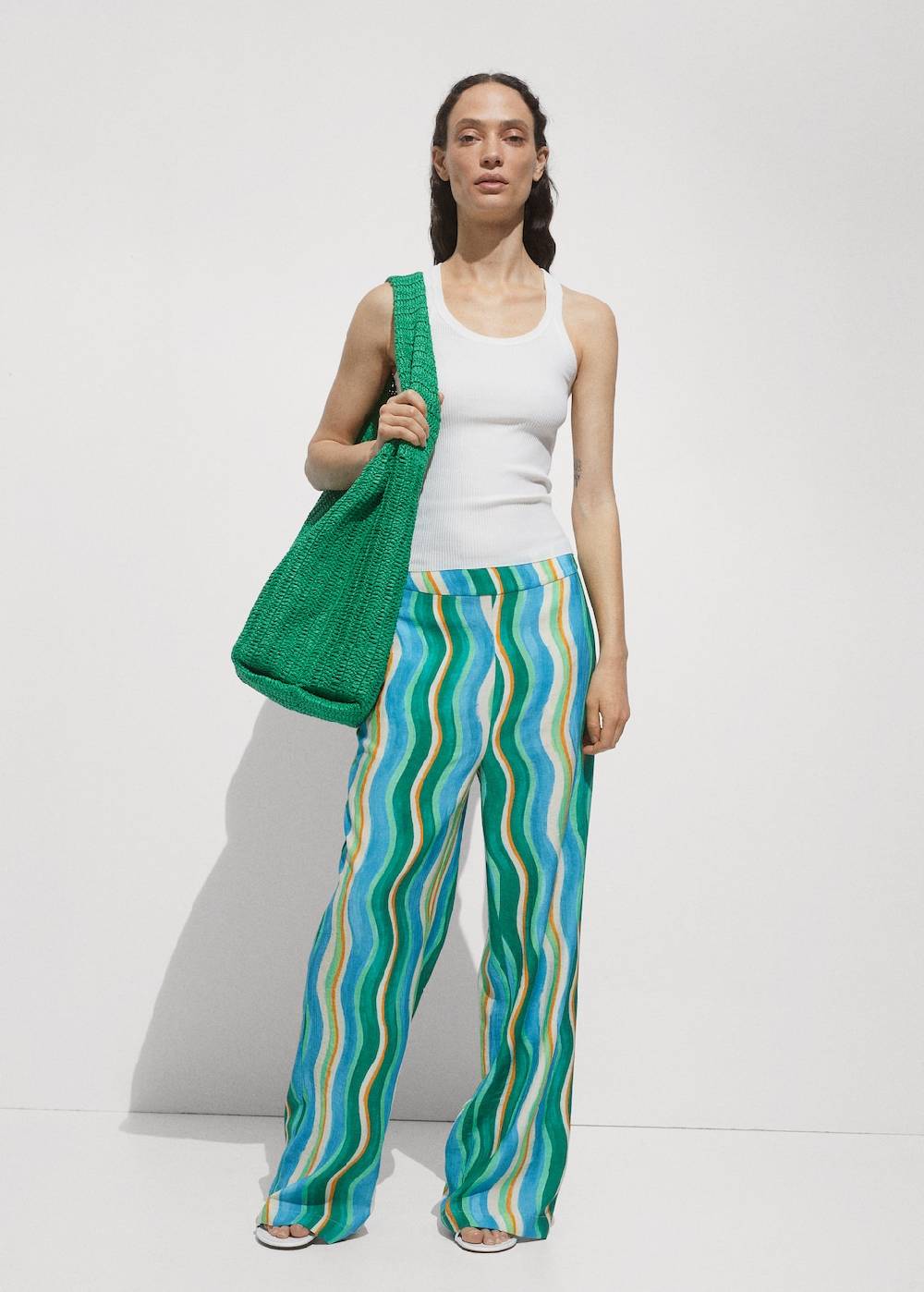 Mango Gemusterte Wideleg-Hose Flash Sale