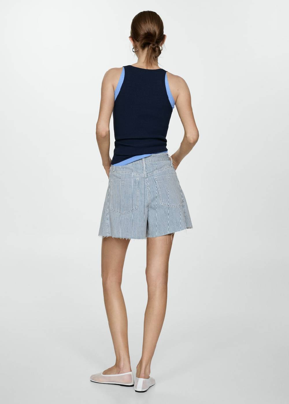 Mango Jeansshorts mit Streifenmuster Nur noch ein Tag übrig