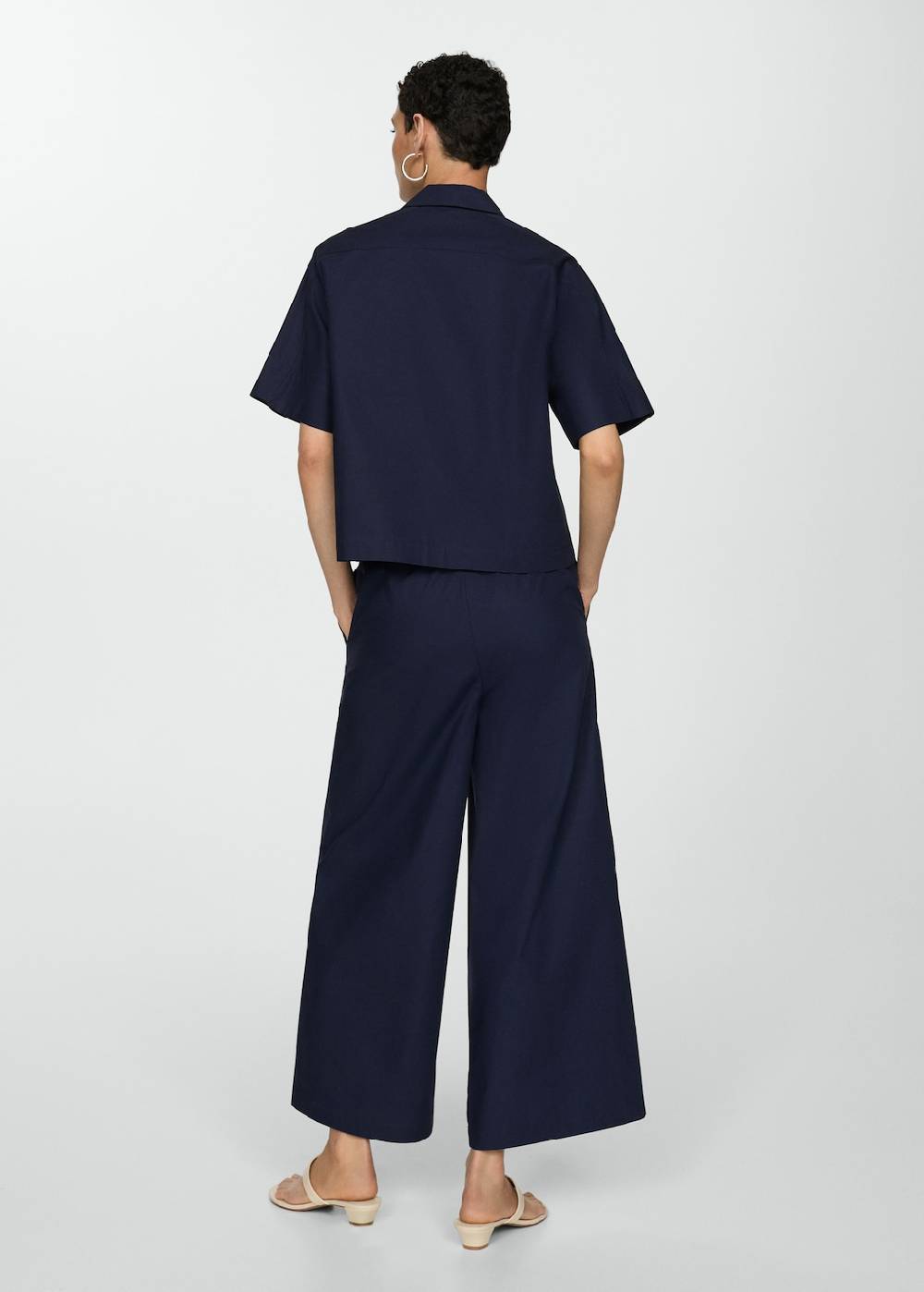 Mango Wideleg-Baumwollhose Black Friday Preise
