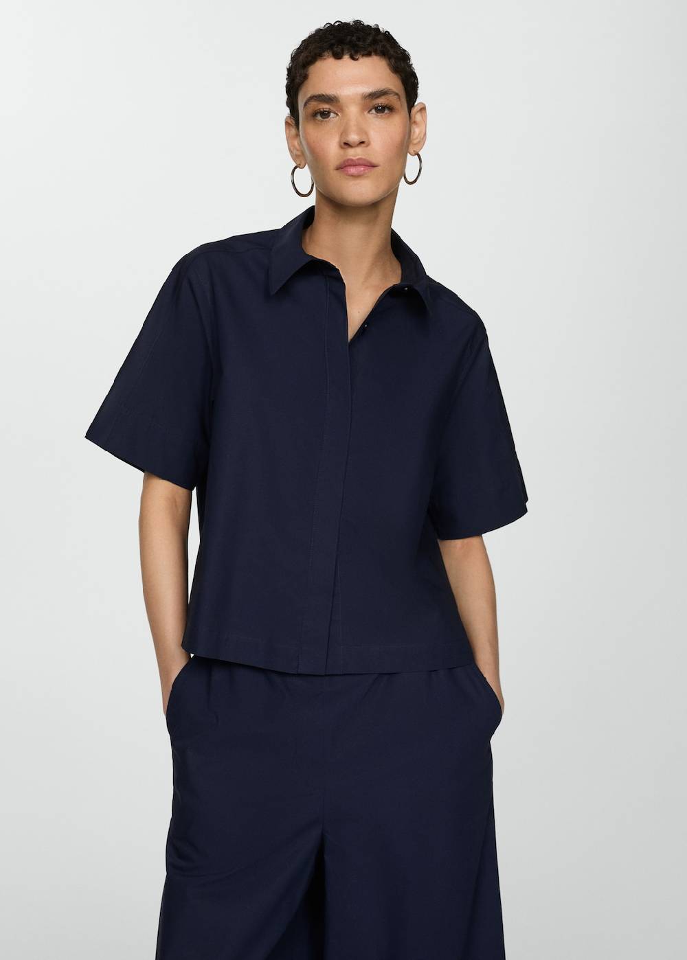 Mango Wideleg-Baumwollhose Black Friday Preise
