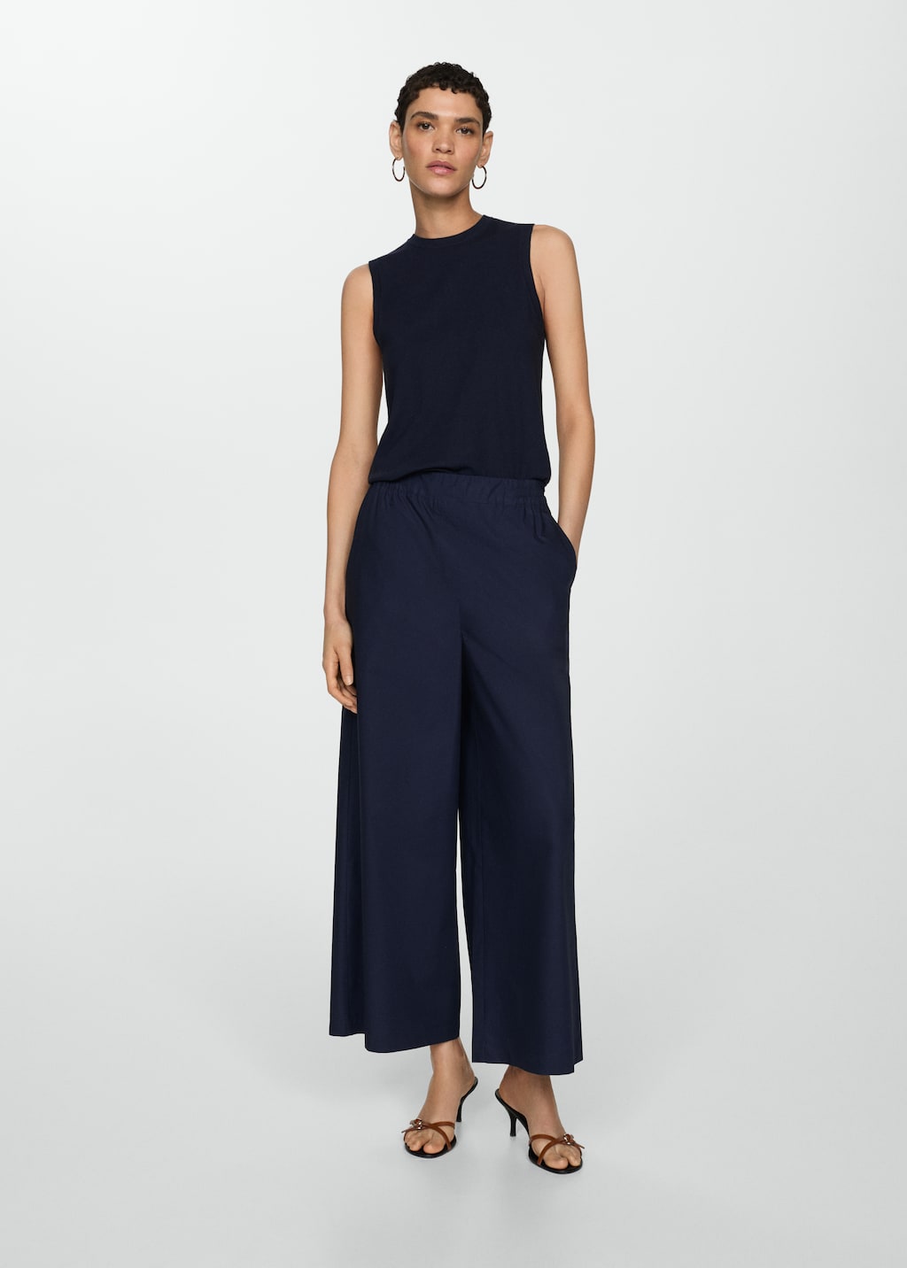 Mango Wideleg-Baumwollhose Black Friday Preise