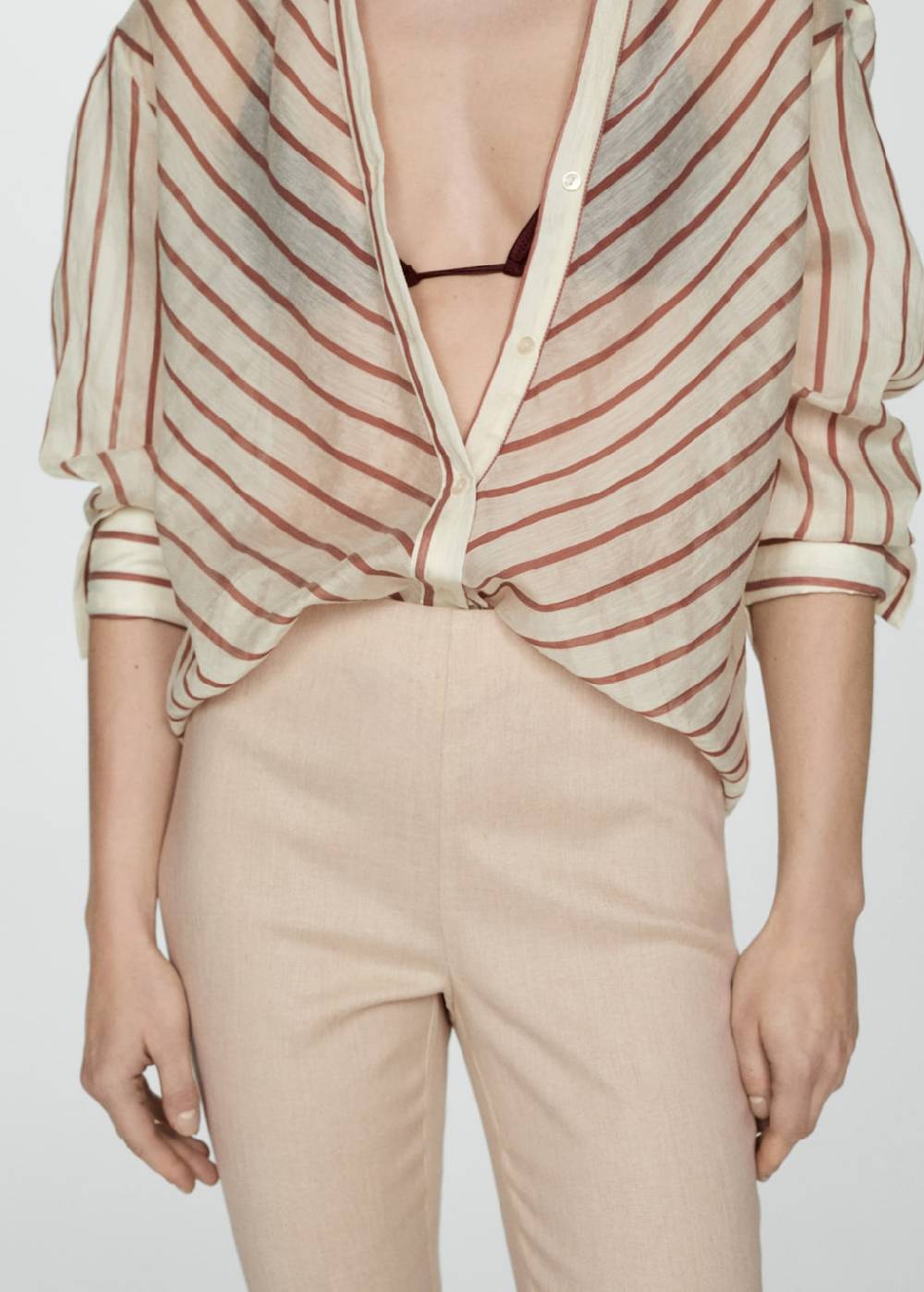 Mango Flared-Hose aus Leinen Im Verkauf