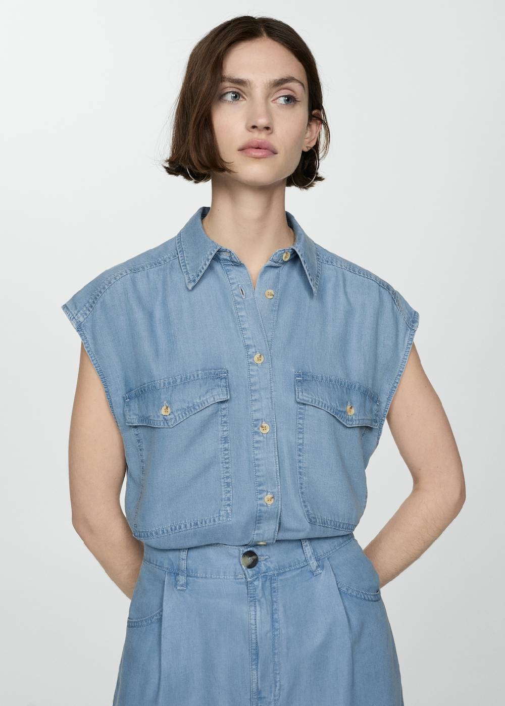 Mango Bermudashorts aus Lyocell mit Bundfalten Online