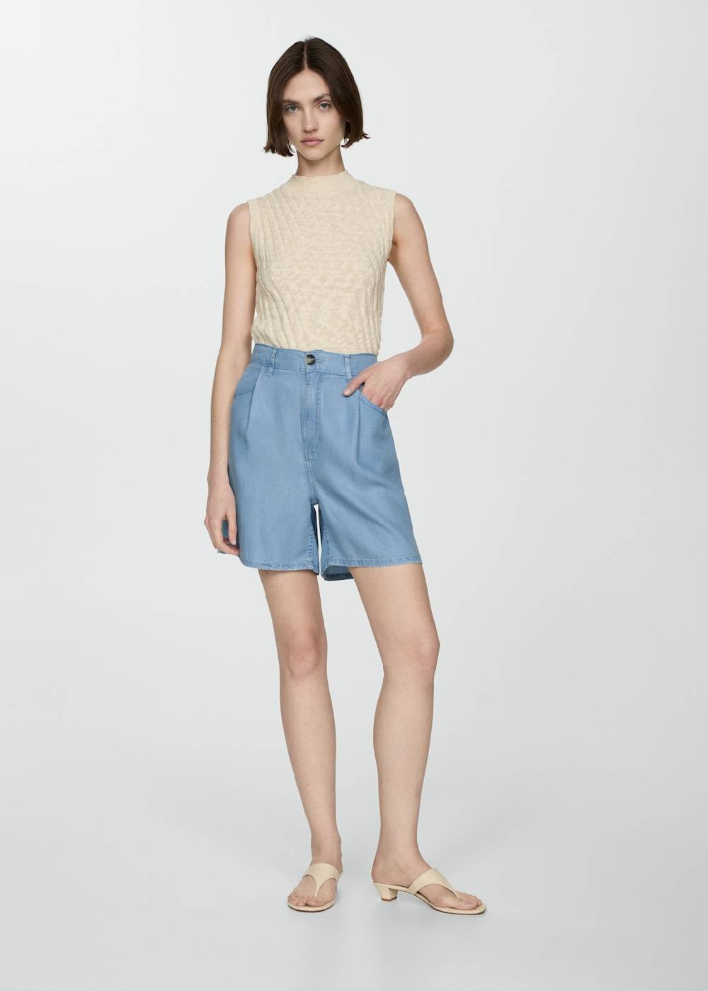 Mango Bermudashorts aus Lyocell mit Bundfalten Online
