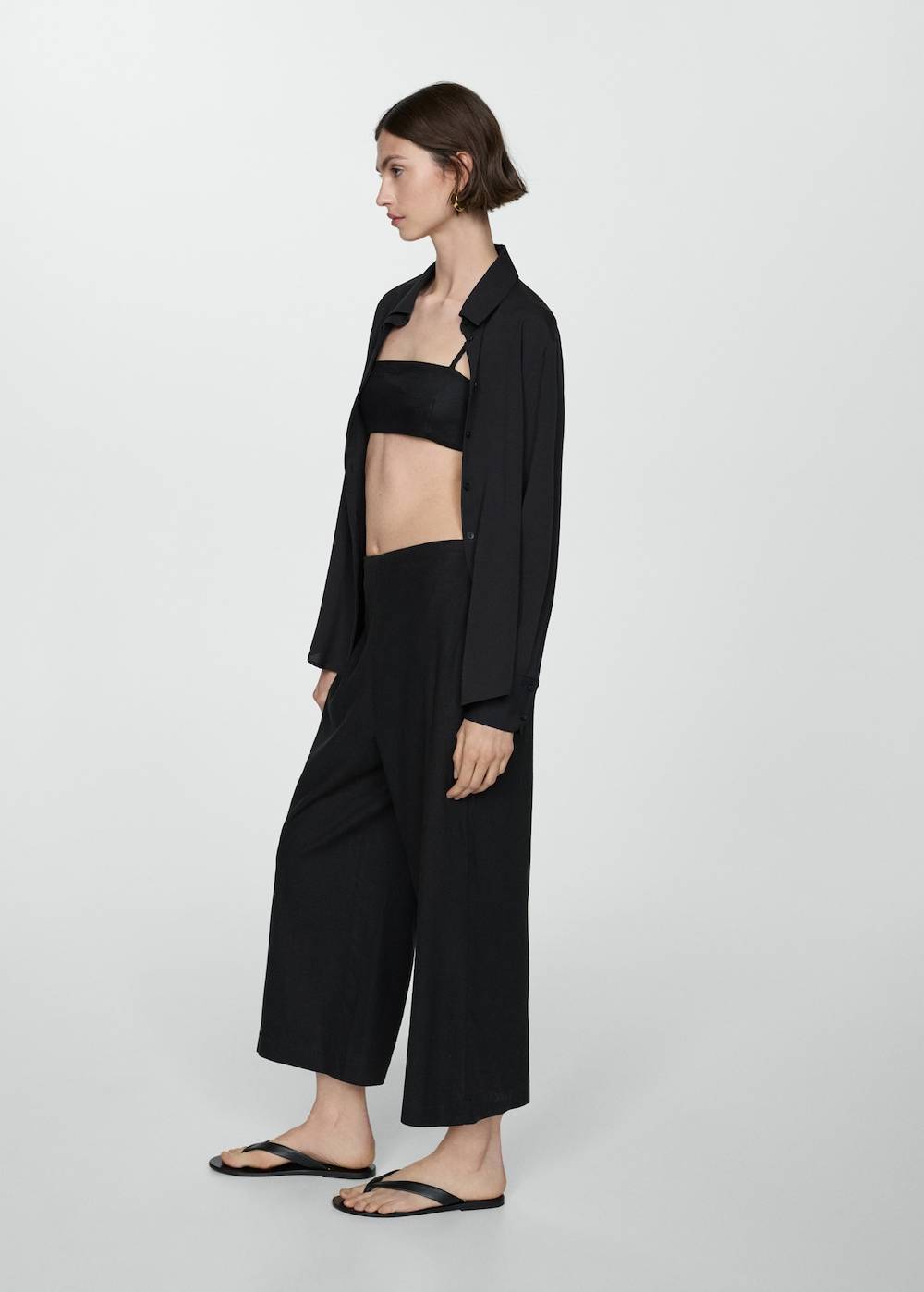 Mango Wideleg-Leinenhose Angebote