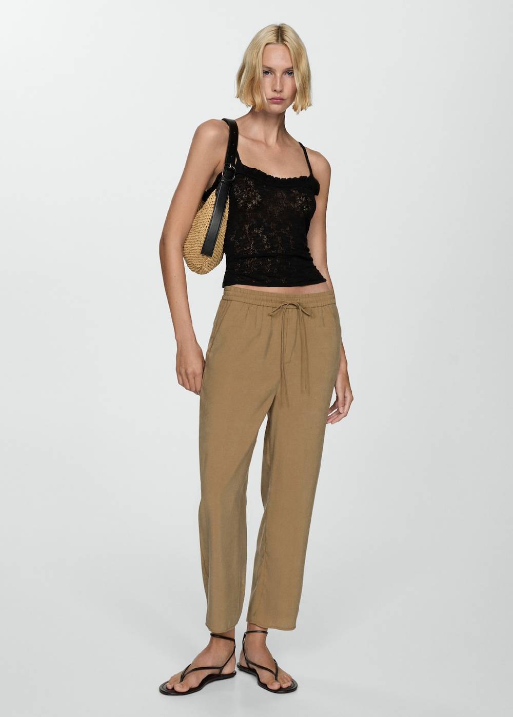 Mango Gerade Hose aus Modal Heißer Verkauf