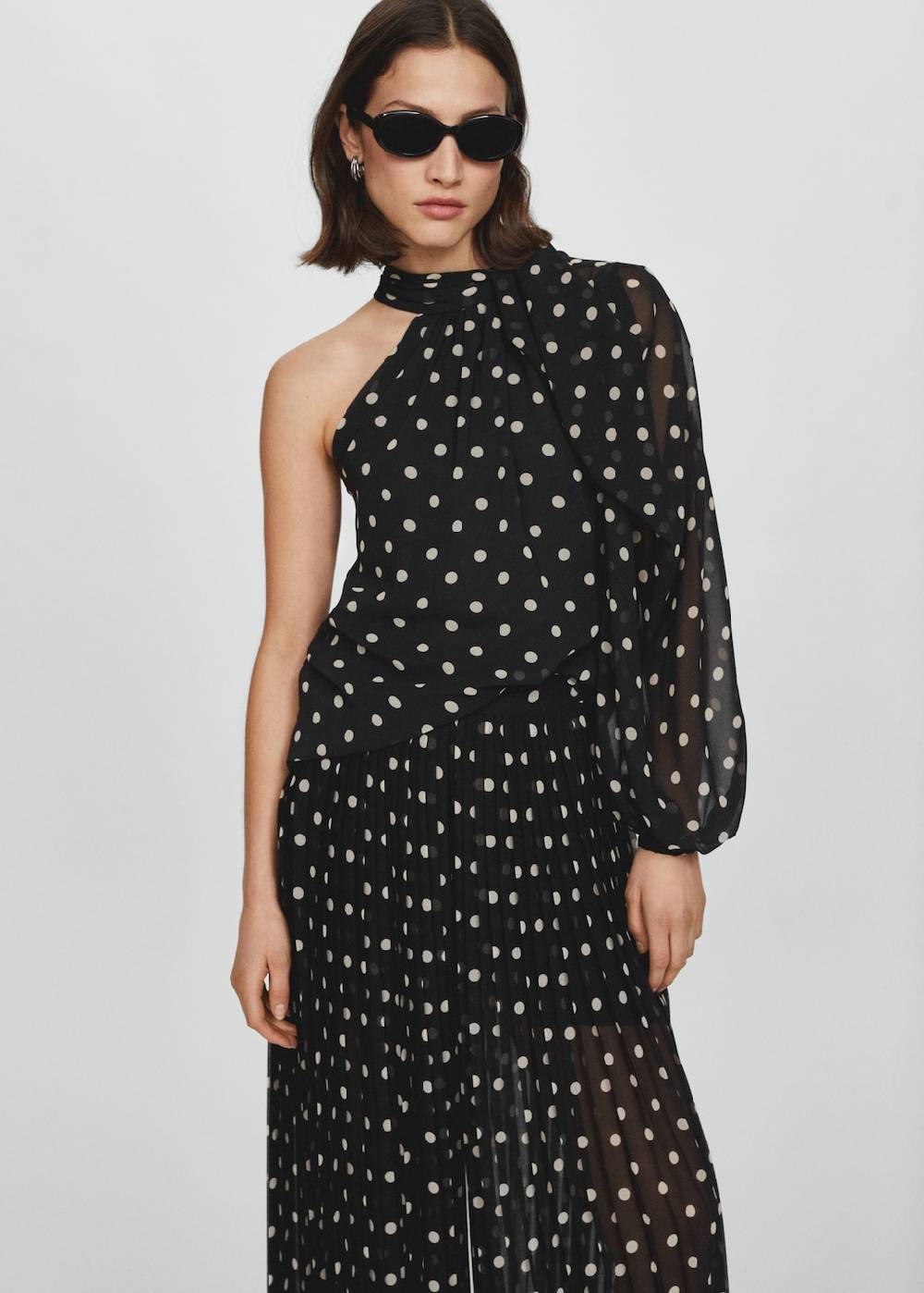 Mango Plissierte Hose mit Polka Dots Räumungsverkauf