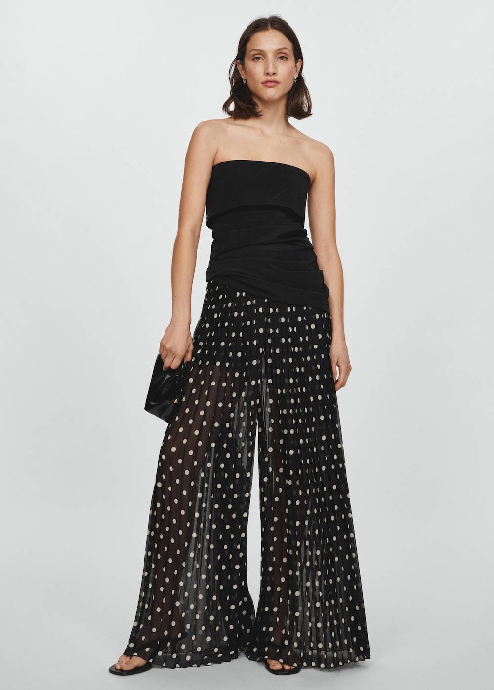 Mango Plissierte Hose mit Polka Dots Räumungsverkauf