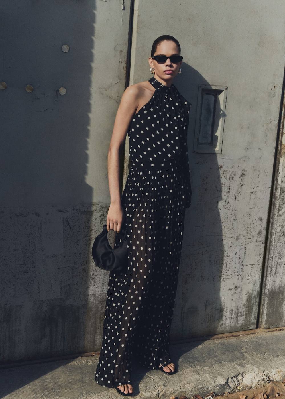 Mango Plissierte Hose mit Polka Dots Räumungsverkauf