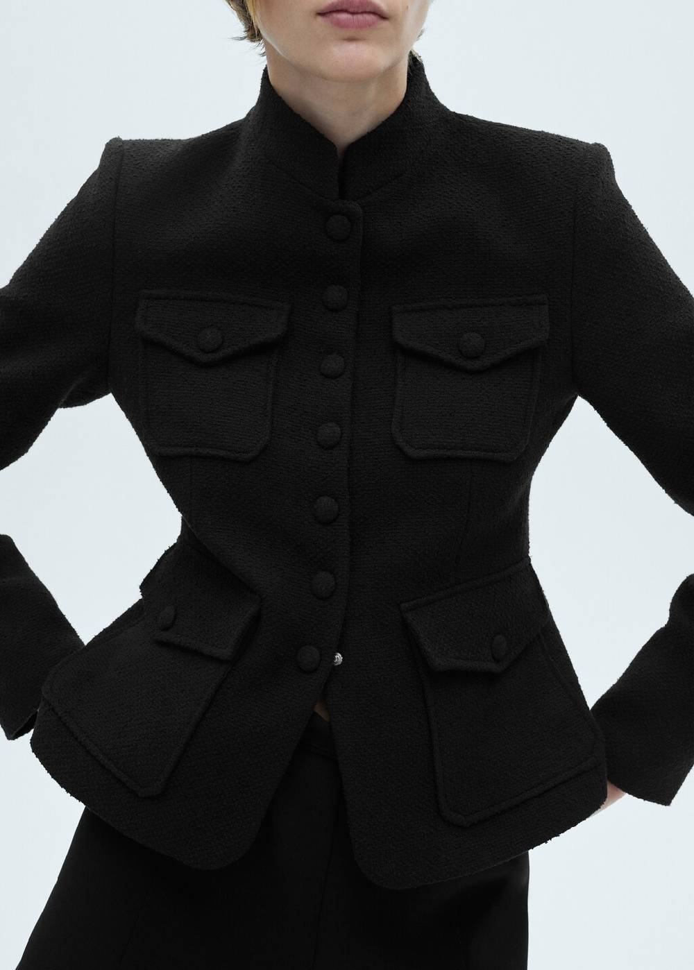 Mango Tweed-Jacke mit Taschen Zeitbegrenzte Promotion