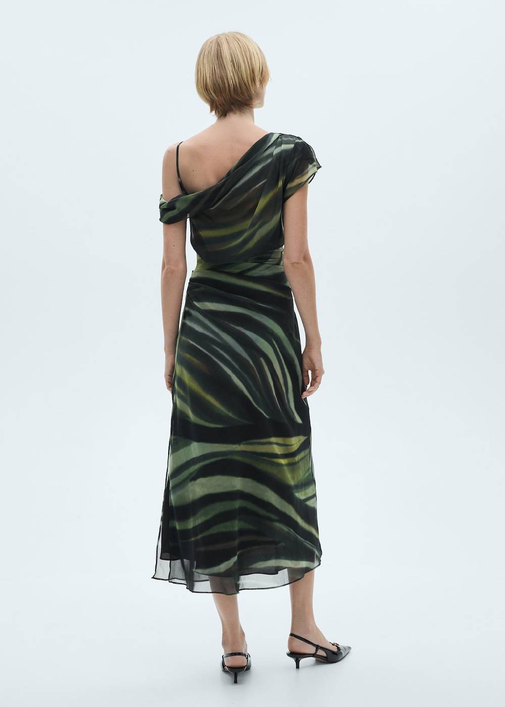 Mango Gemustertes Kleid mit drapierten Details Bis zu 65% Rabatt
