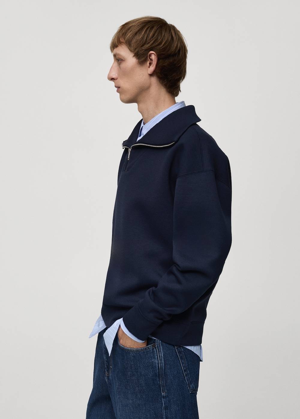 Mango Baumwoll-Sweatshirt mit Zip-Kragen im Angebot