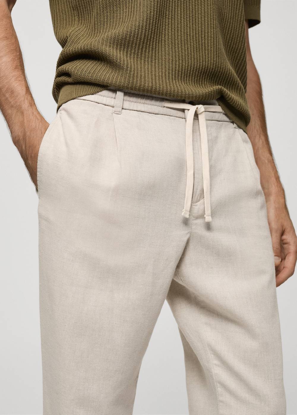 Mango Slim Fit-Leinenhose mit Kordel Exklusivangebot
