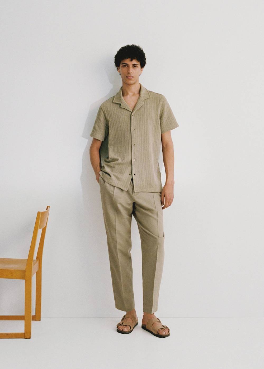 Mango Slim Fit-Leinenhose mit Kordel Top Angebot
