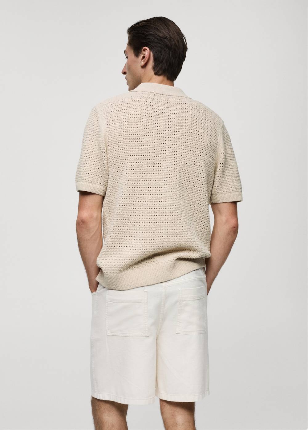 Mango Geknöpftes Strick-Poloshirt mit Lochmuster Online Outlet