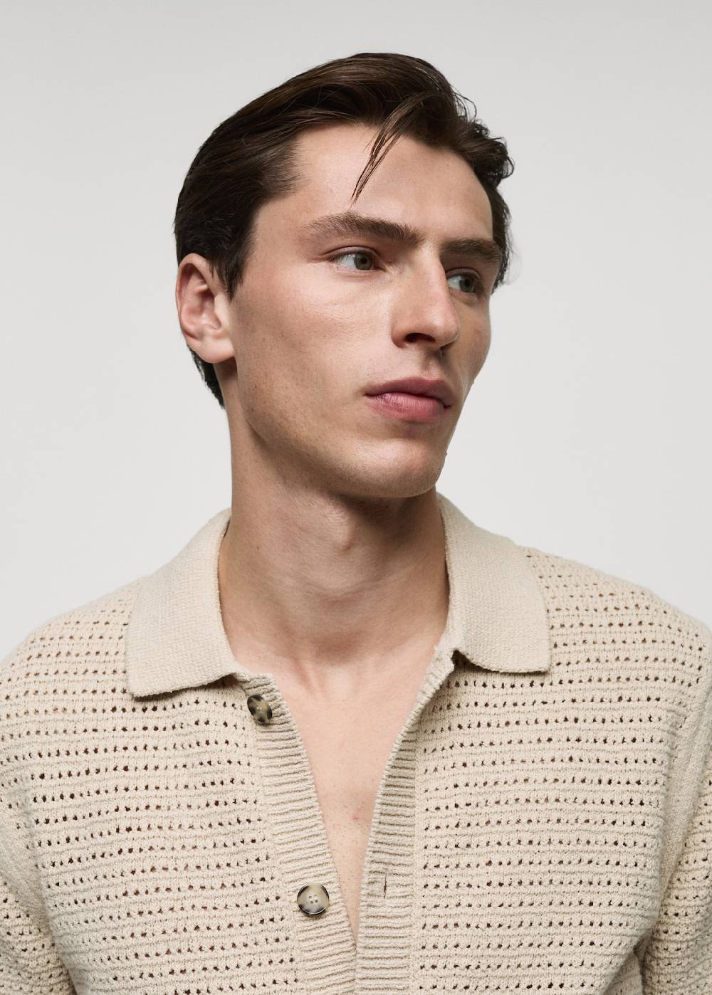 Mango Geknöpftes Strick-Poloshirt mit Lochmuster Online Outlet