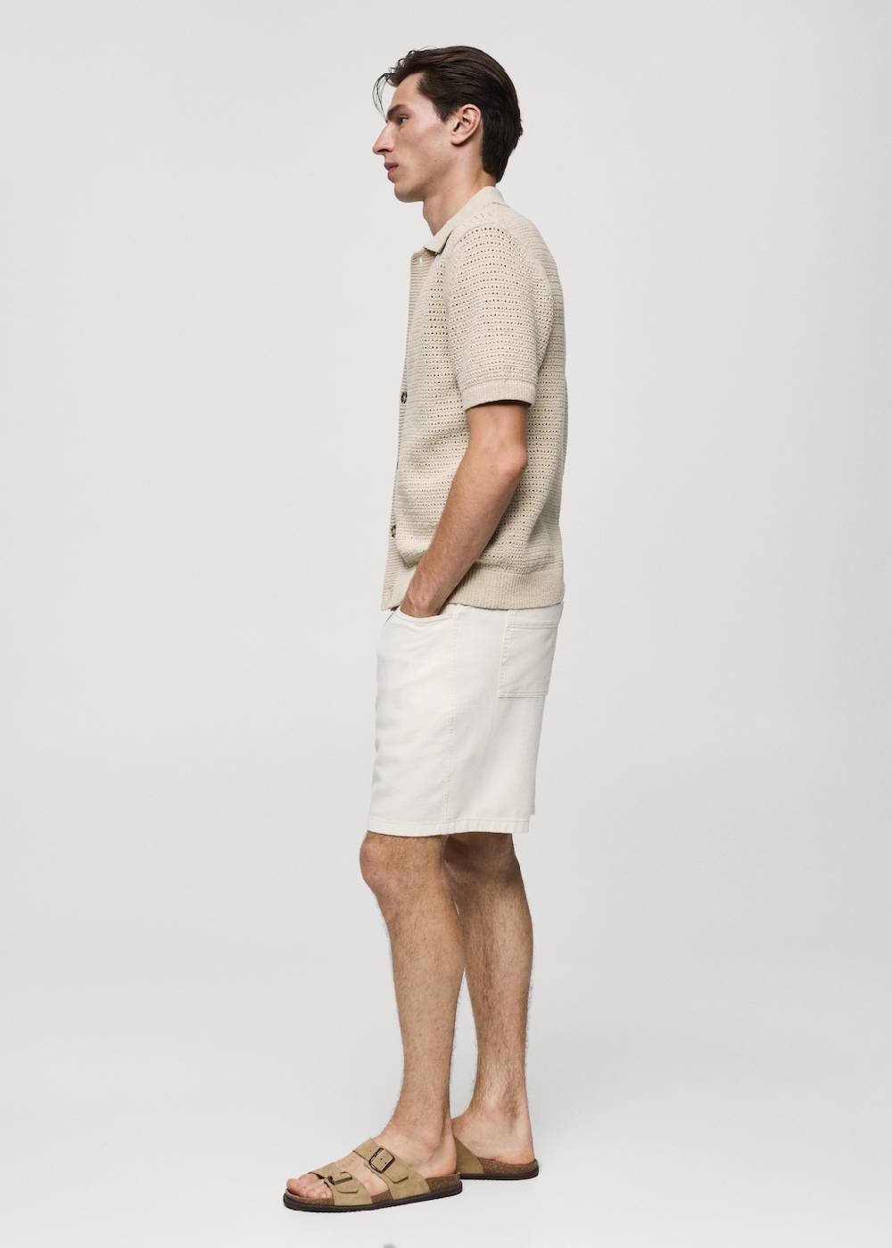 Mango Geknöpftes Strick-Poloshirt mit Lochmuster Online Outlet