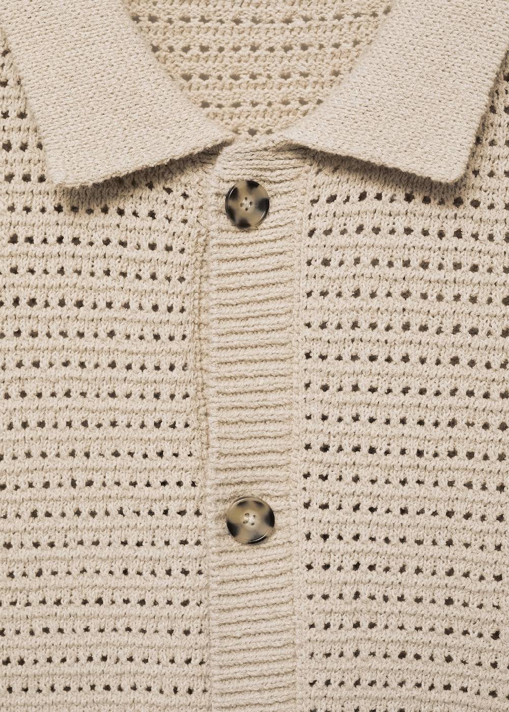 Mango Geknöpftes Strick-Poloshirt mit Lochmuster Online Outlet