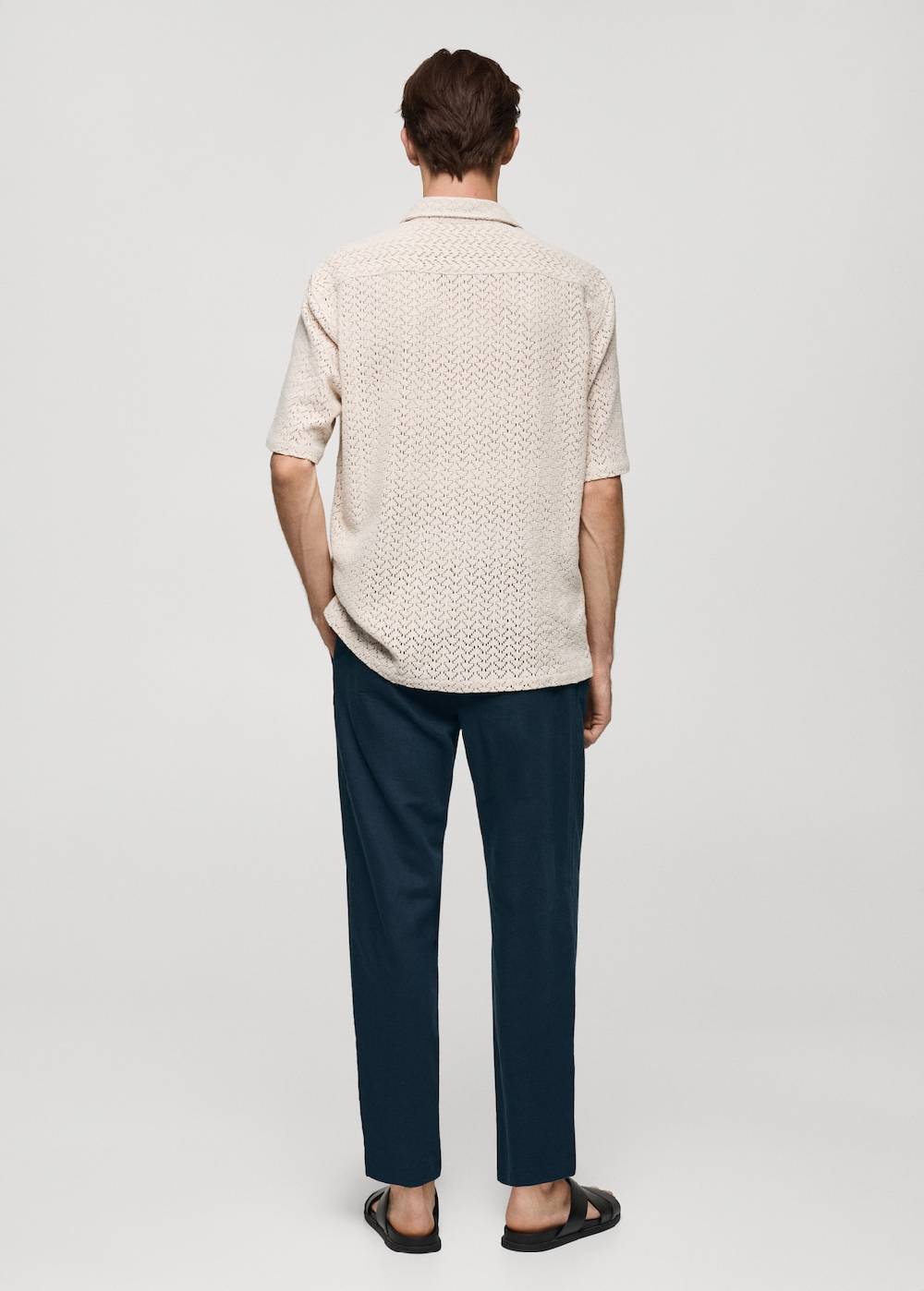 Mango Slim Fit-Leinenhose mit Kordel Räumungsverkauf