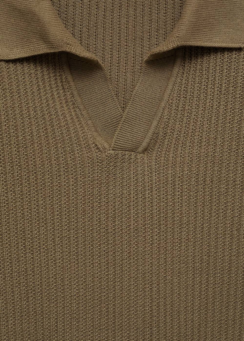 Mango Geripptes Strick-Poloshirt aus Baumwolle Begrenzte Freigabe