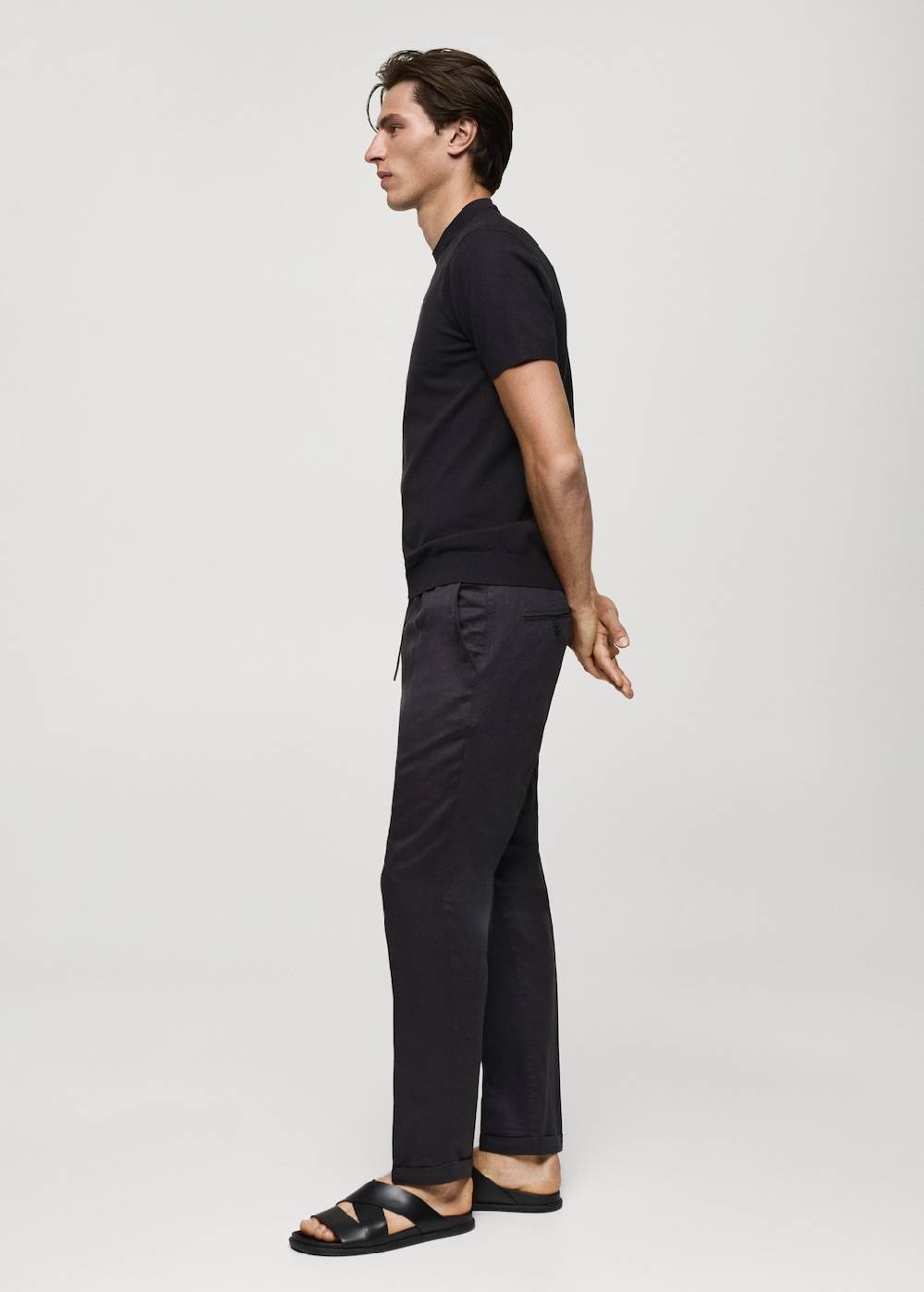 Mango Leinen-Tencel-Hose mit Kordelzug Letzte 2 Tage