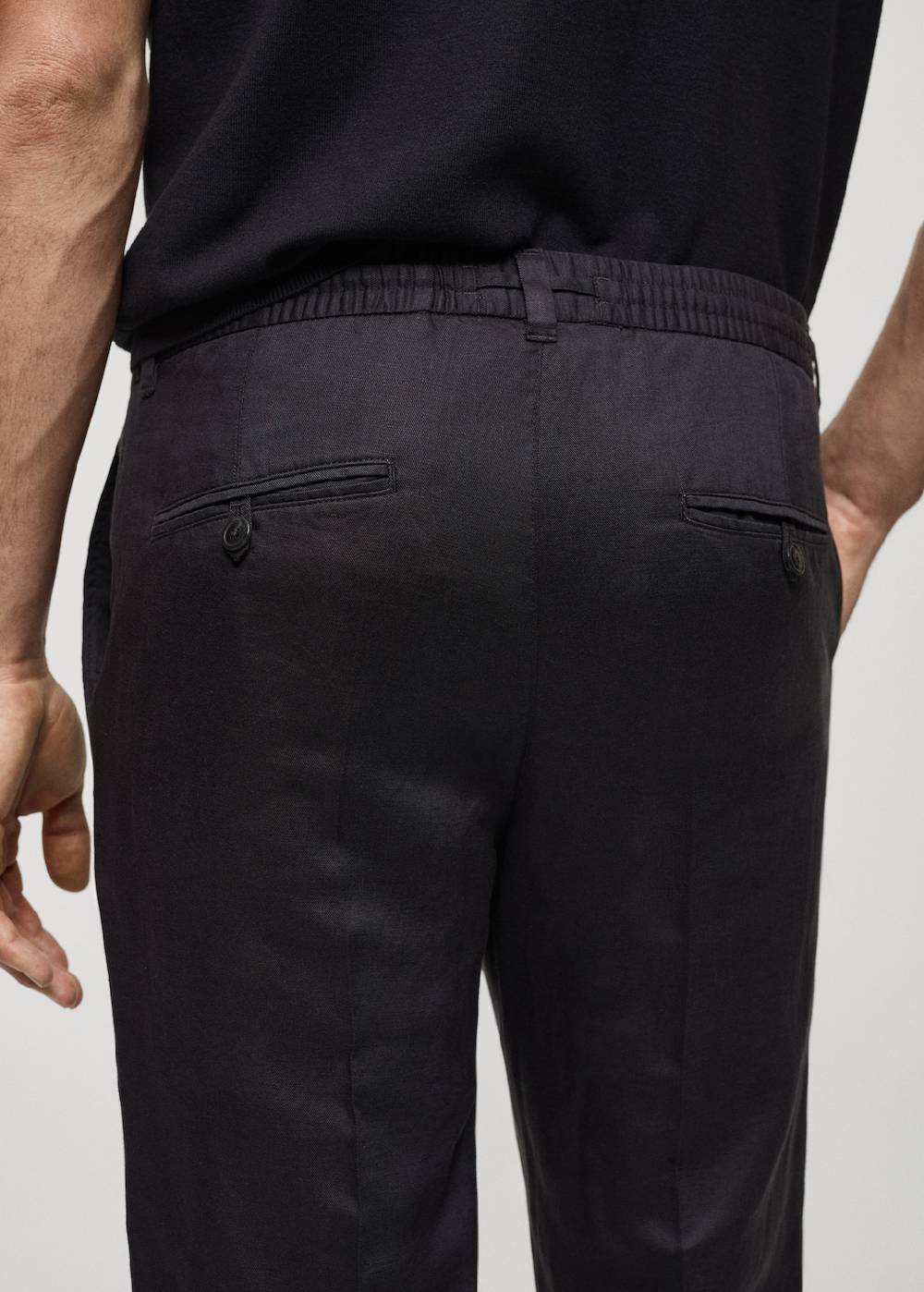 Mango Leinen-Tencel-Hose mit Kordelzug Letzte 2 Tage