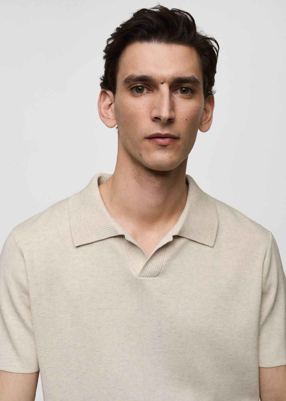 Mango Texturiertes Strick-Poloshirt aus Baumwolle Letzter Tag