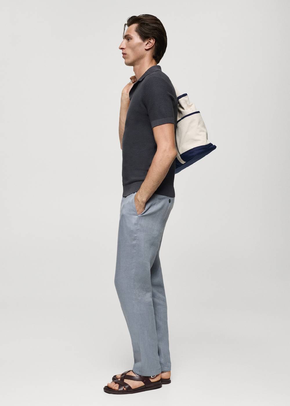 Mango Poloshirt aus Baumwolle mit Tencel in Flechtoptik Discount Store für neue Produkte