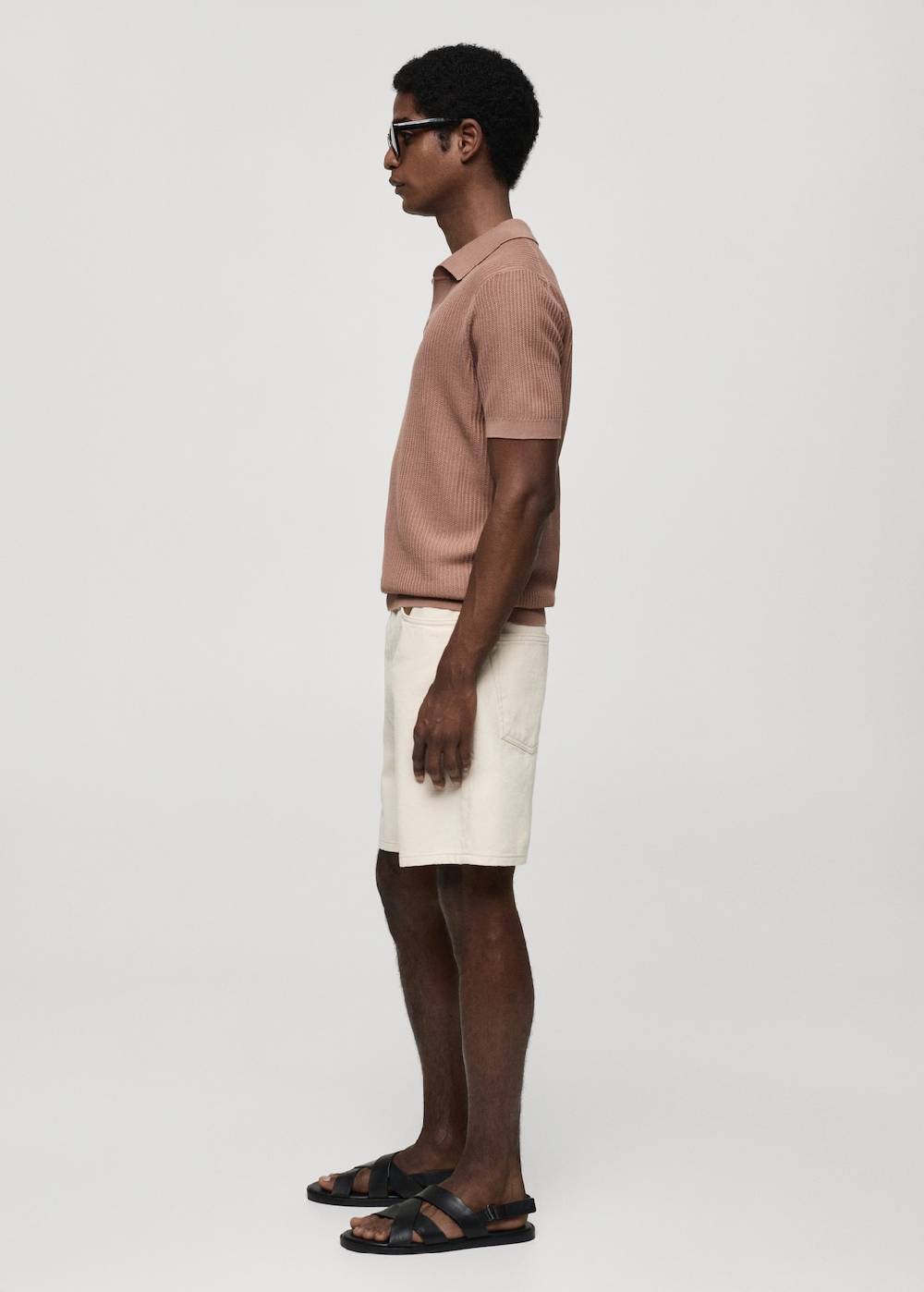 Mango Geripptes Strick-Poloshirt aus Baumwolle 50% Rabatt für begrenzte Zeit